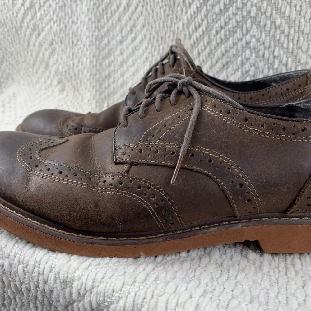 Nunn Bush Mens 10 Brown Leather Wingtip Brogue Oxford Dress Shoes Lace Up Casual